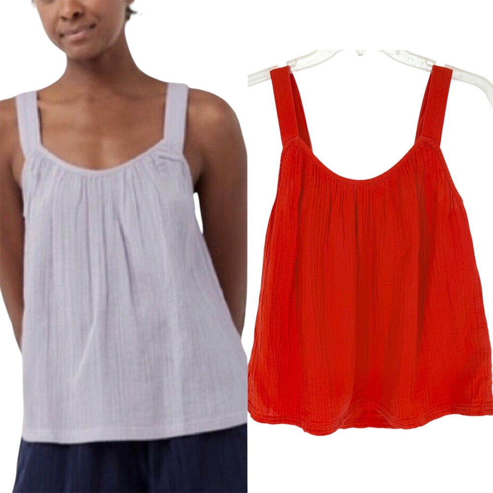 PACT Organic Coastal Double Gauze Breezy Cami Orange Size S Resortwear Beach